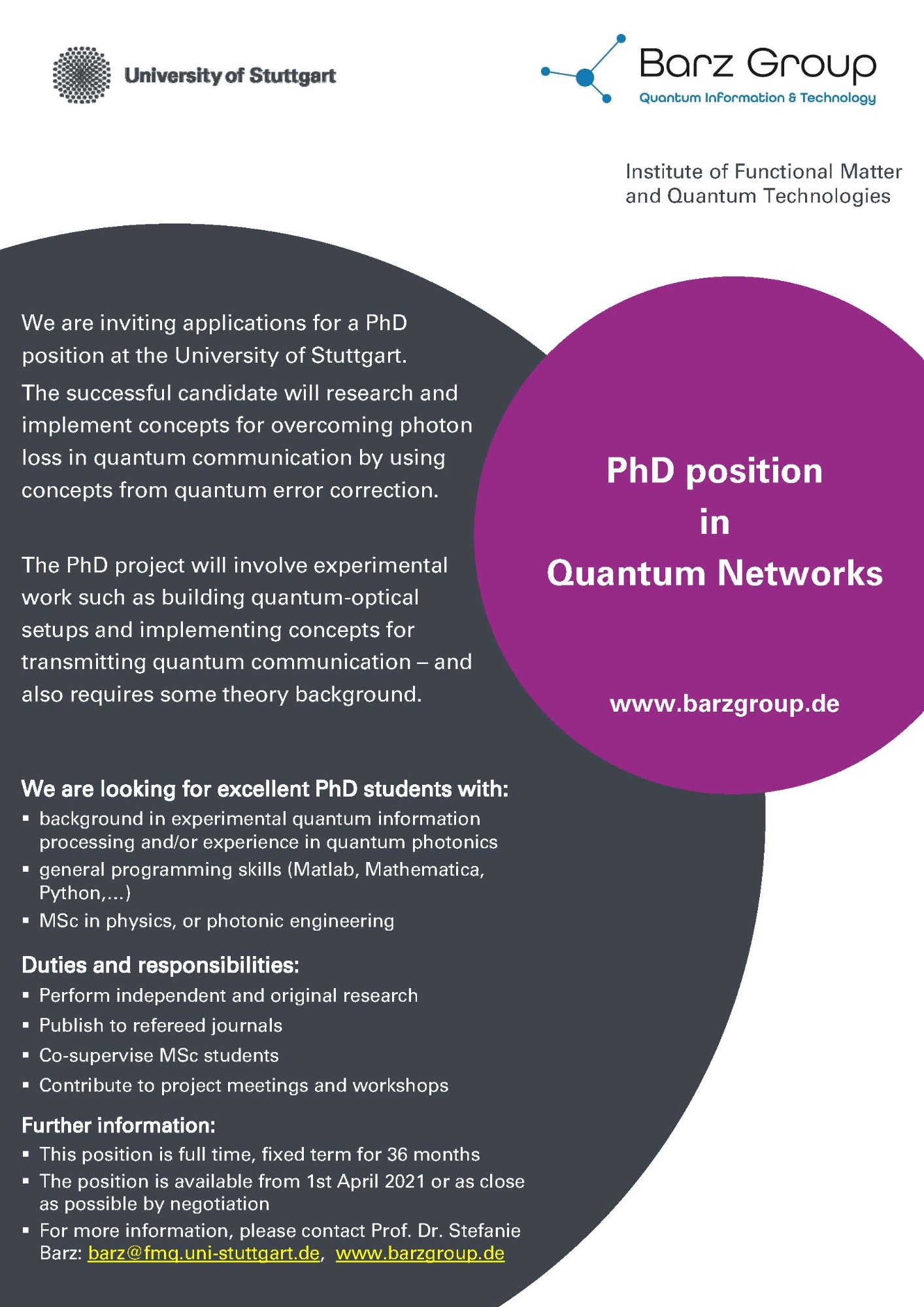 university of stuttgart phd positions